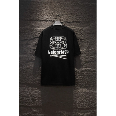 Balenciaga Runway BB Multi-Logo Oversized T-Shirt --Black/Washed Grey 5263 02