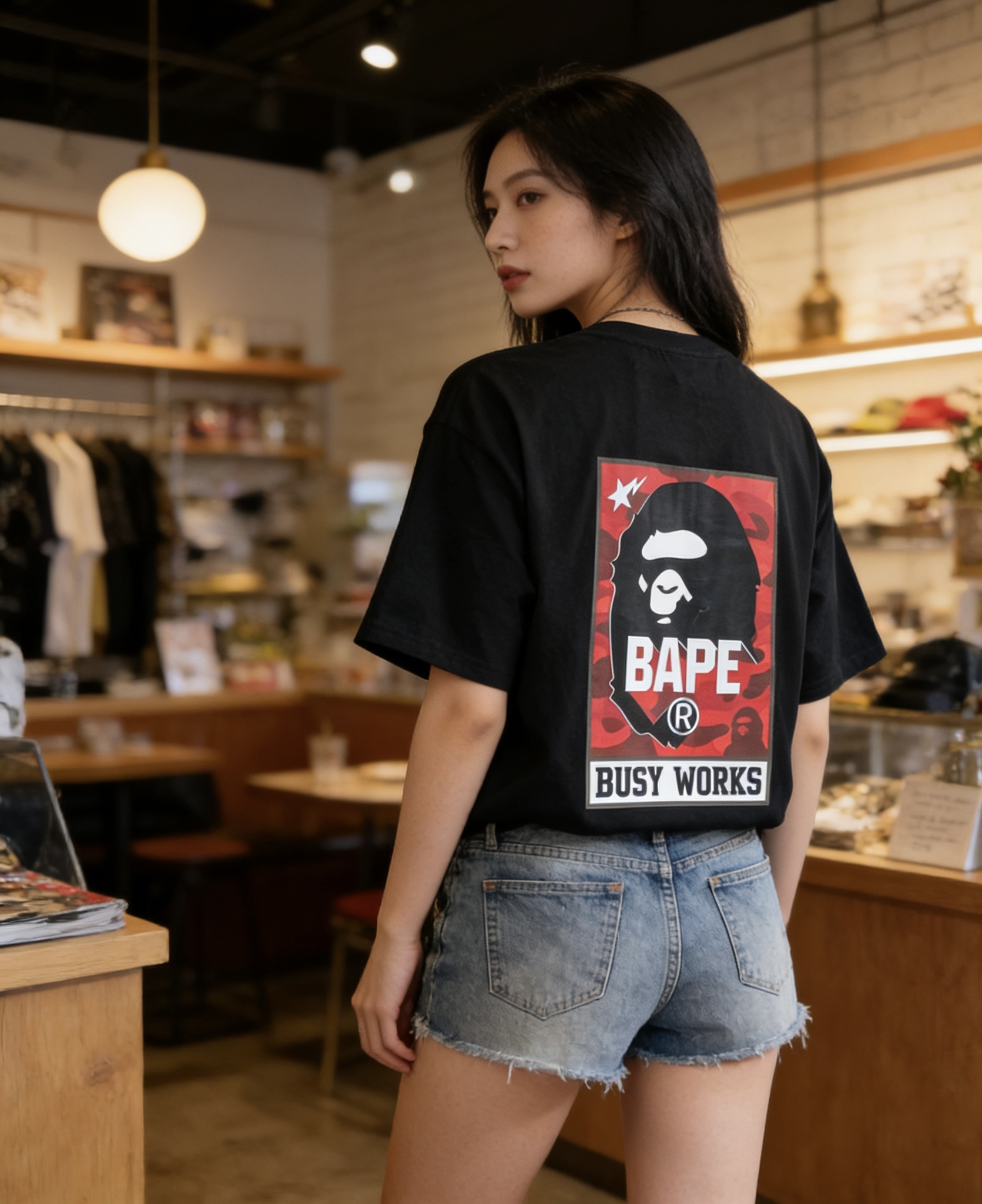  BAPE Busy Works Black Graphic Tee
