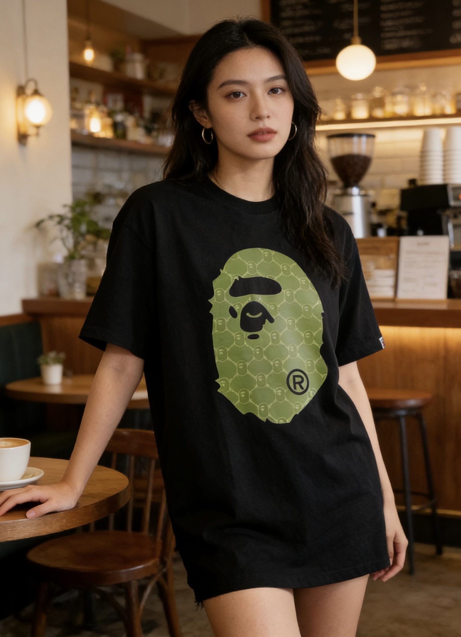 BAPE Green Camo Ape Head Tee