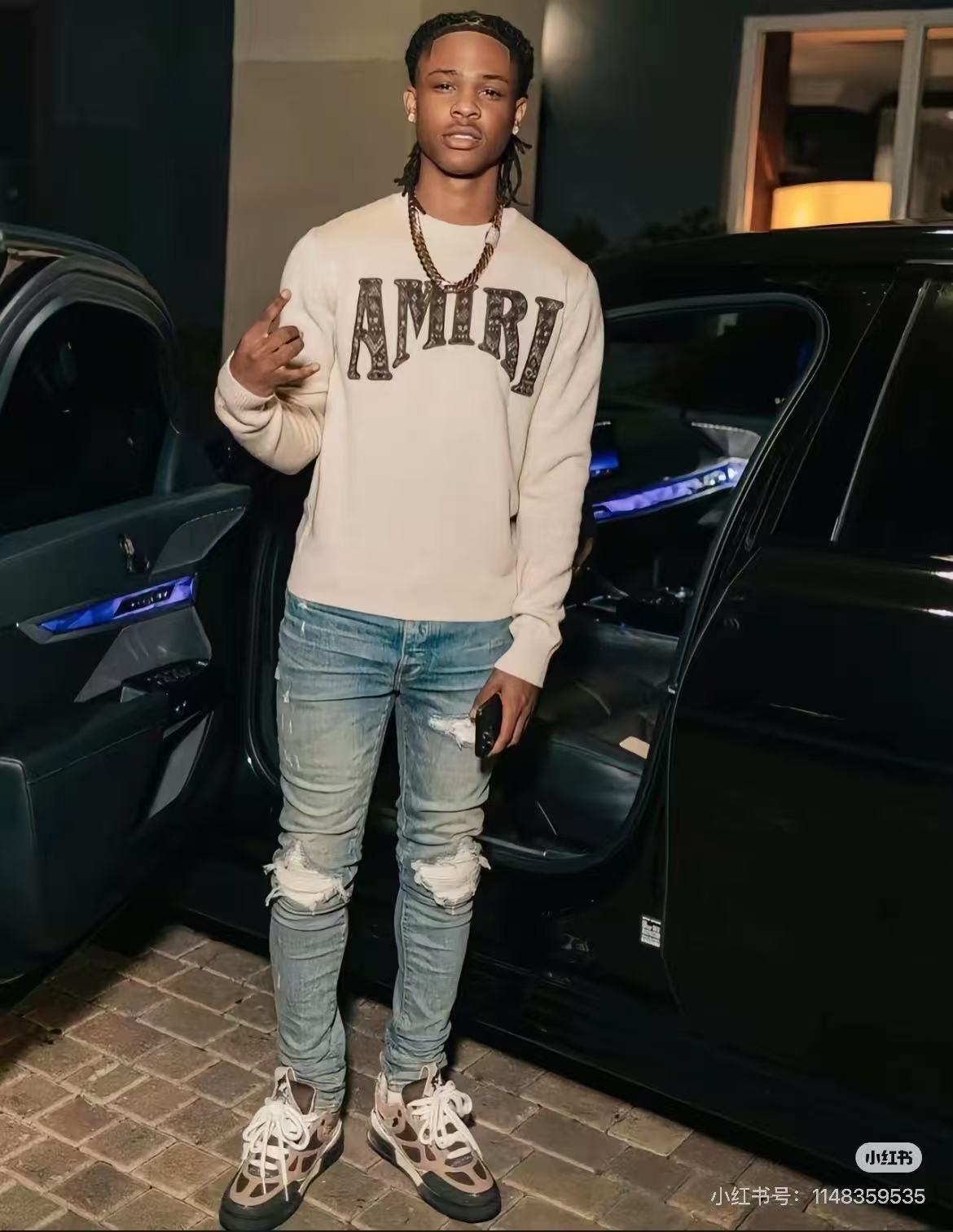 AMIRI Light Blue Ripped Jeans Distressed Wash
