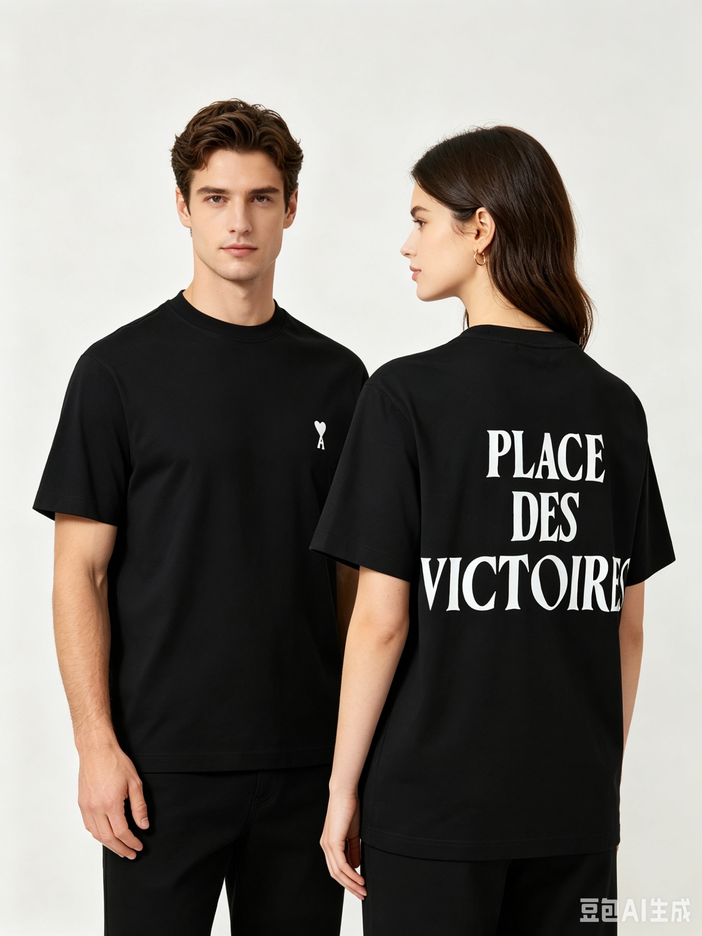 AMI Paris Place Des Victoires Black Tee h140 