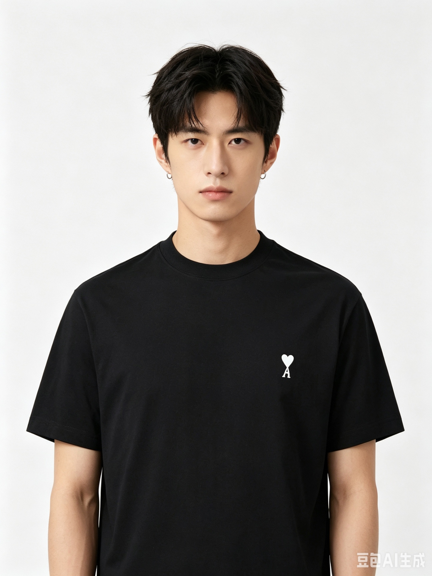 AMI Paris Place Des Victoires Black Tee h140 