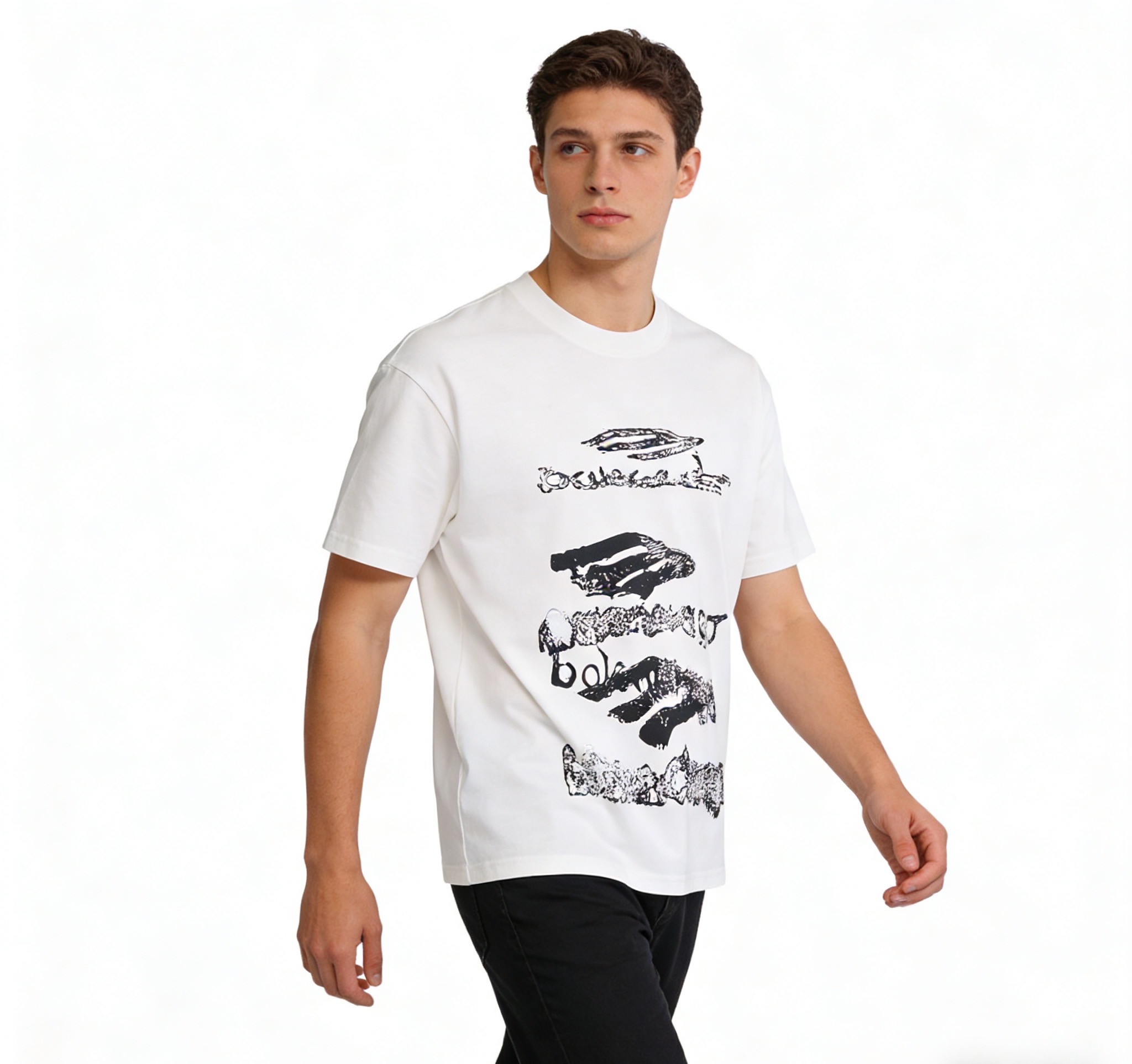 Balenciaga Multi Scribble Logo T-Shirt White h140