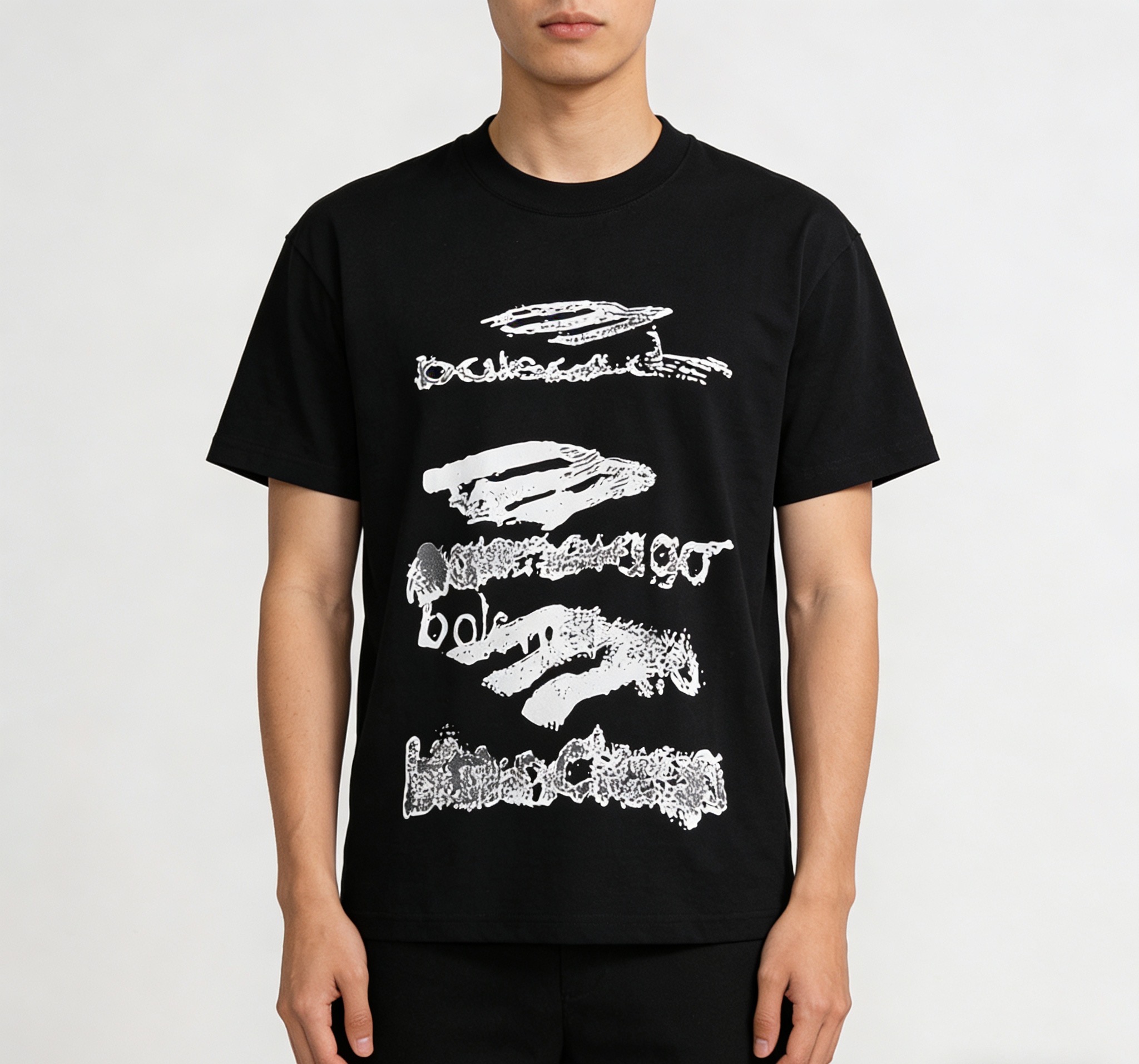 Balenciaga Multi Scribble Logo T-Shirt Black h140