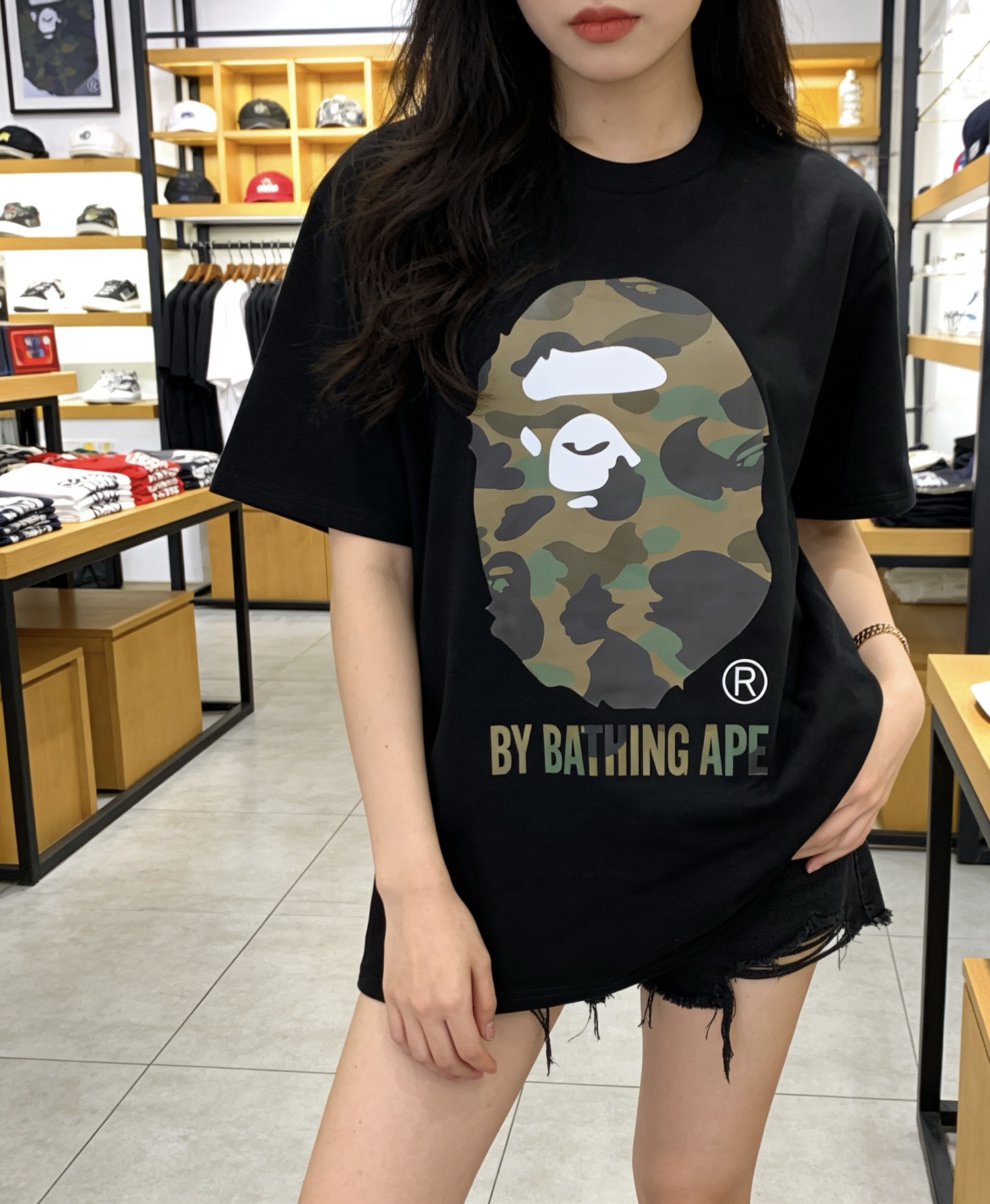 BAPE Camo Ape Head Graphic Tee h140