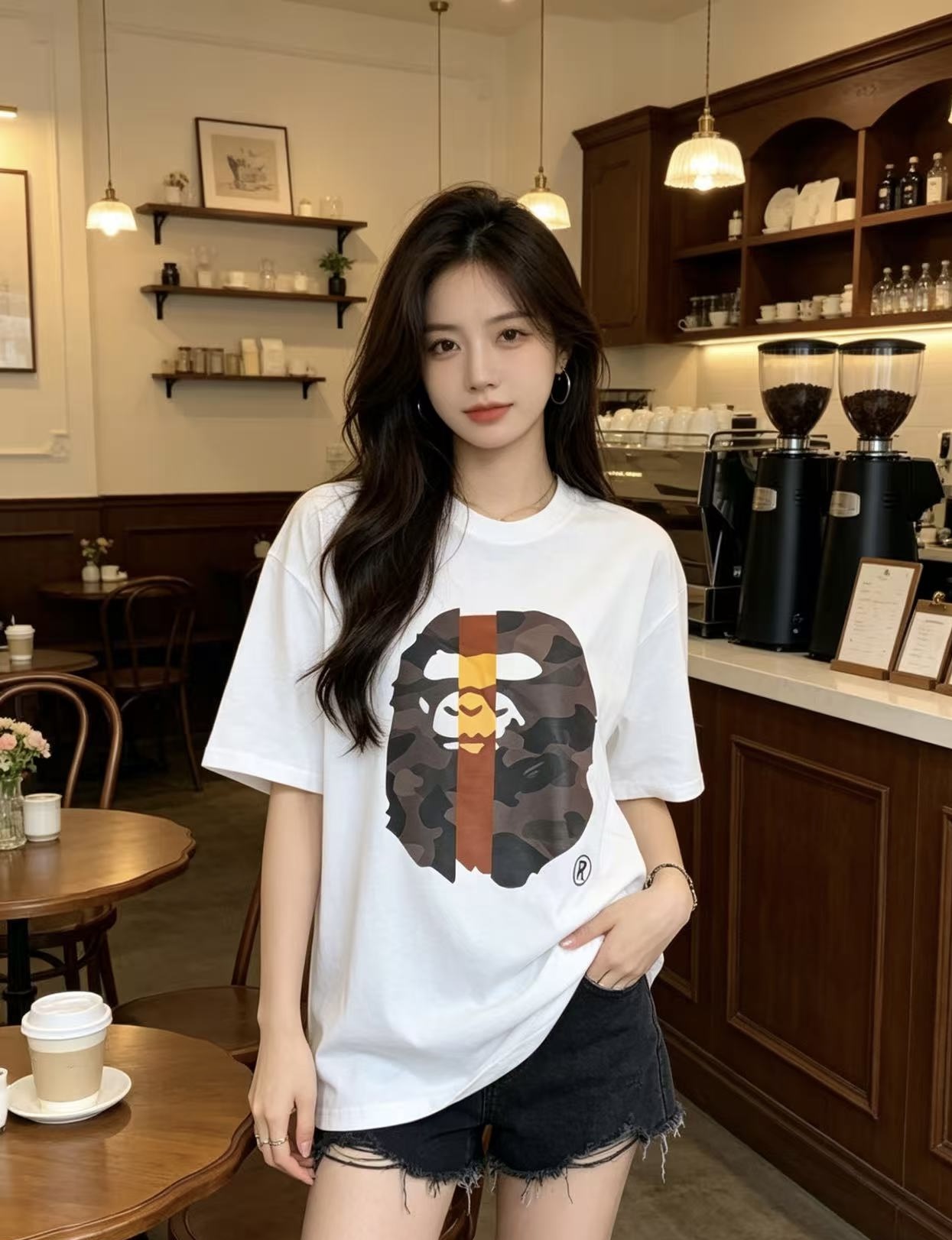  BAPE Split Camo Logo Tee  h140