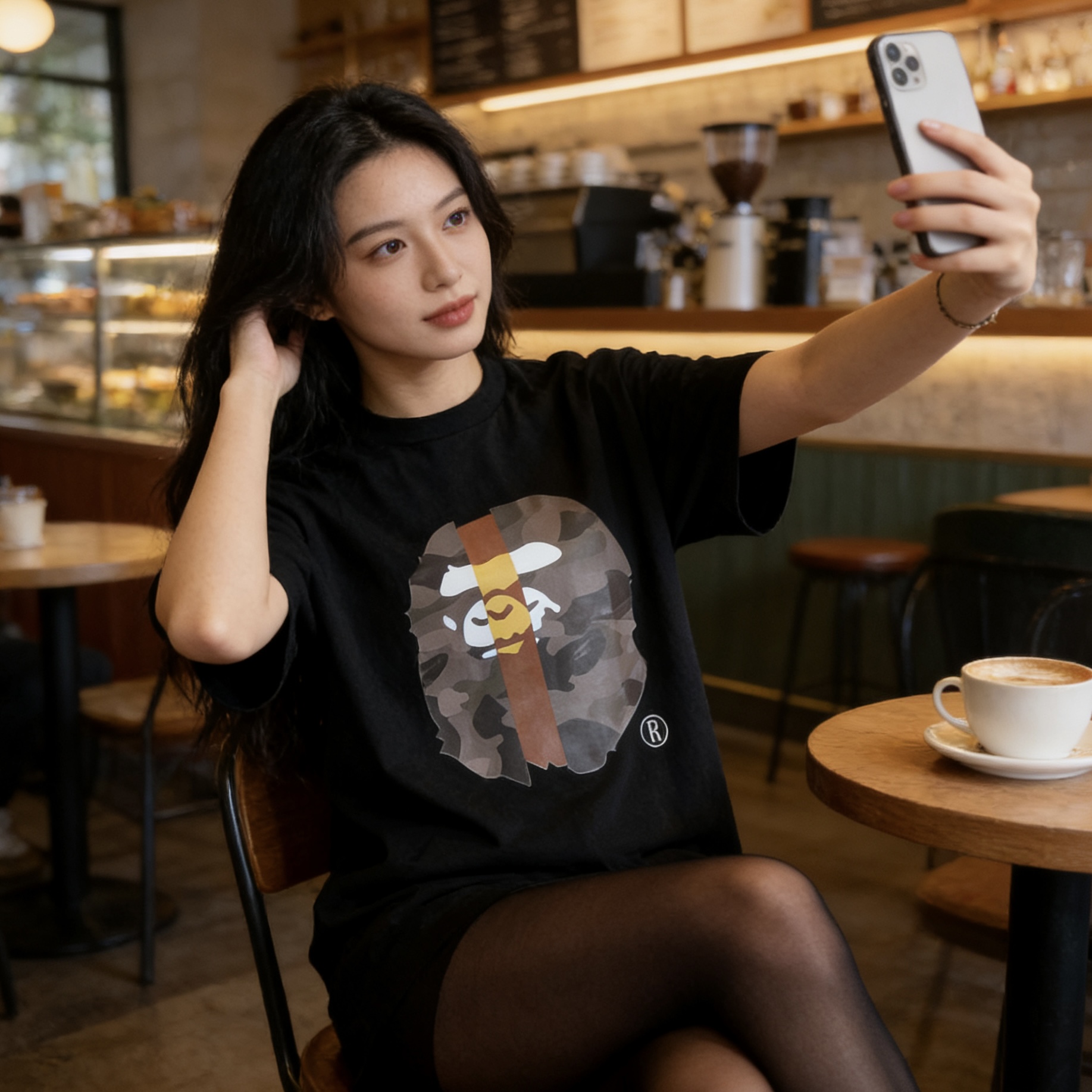  BAPE Black Split Camo Tee h140