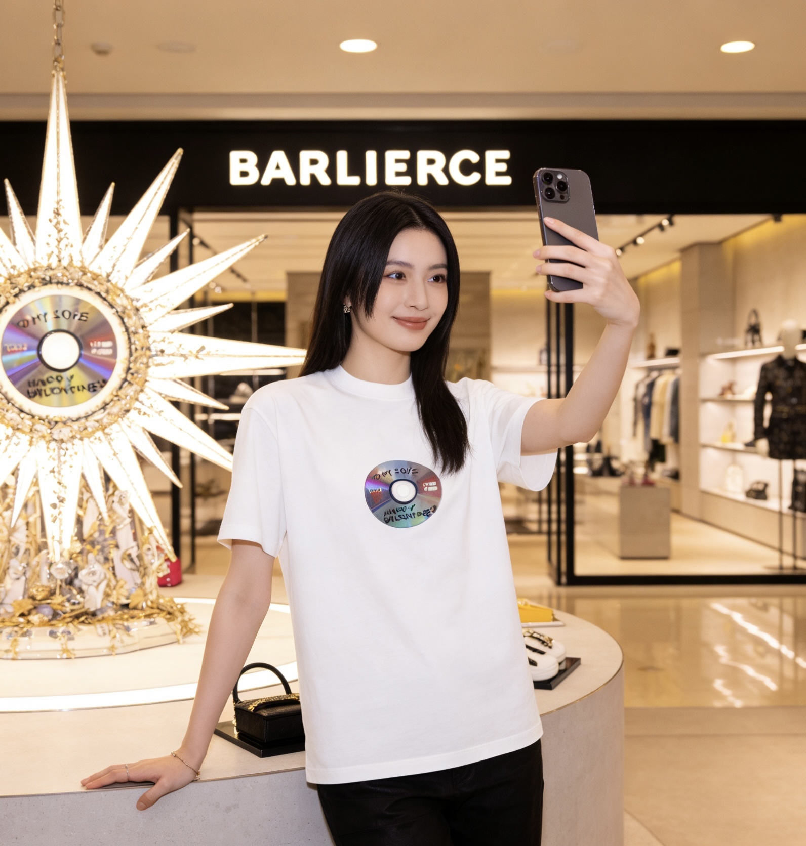 Balenciaga 24SS Valentine's Day CD Graphic Crew Neck T-Shirt White