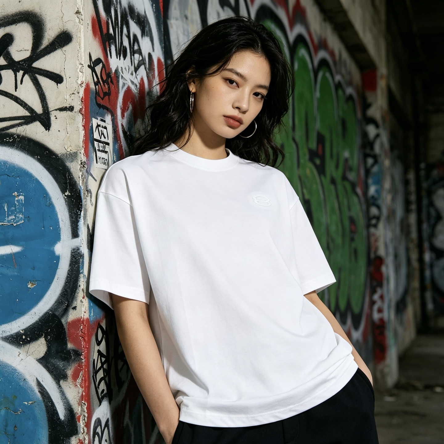 Balenciaga Double Ring Patch Embroidered T-Shirt White