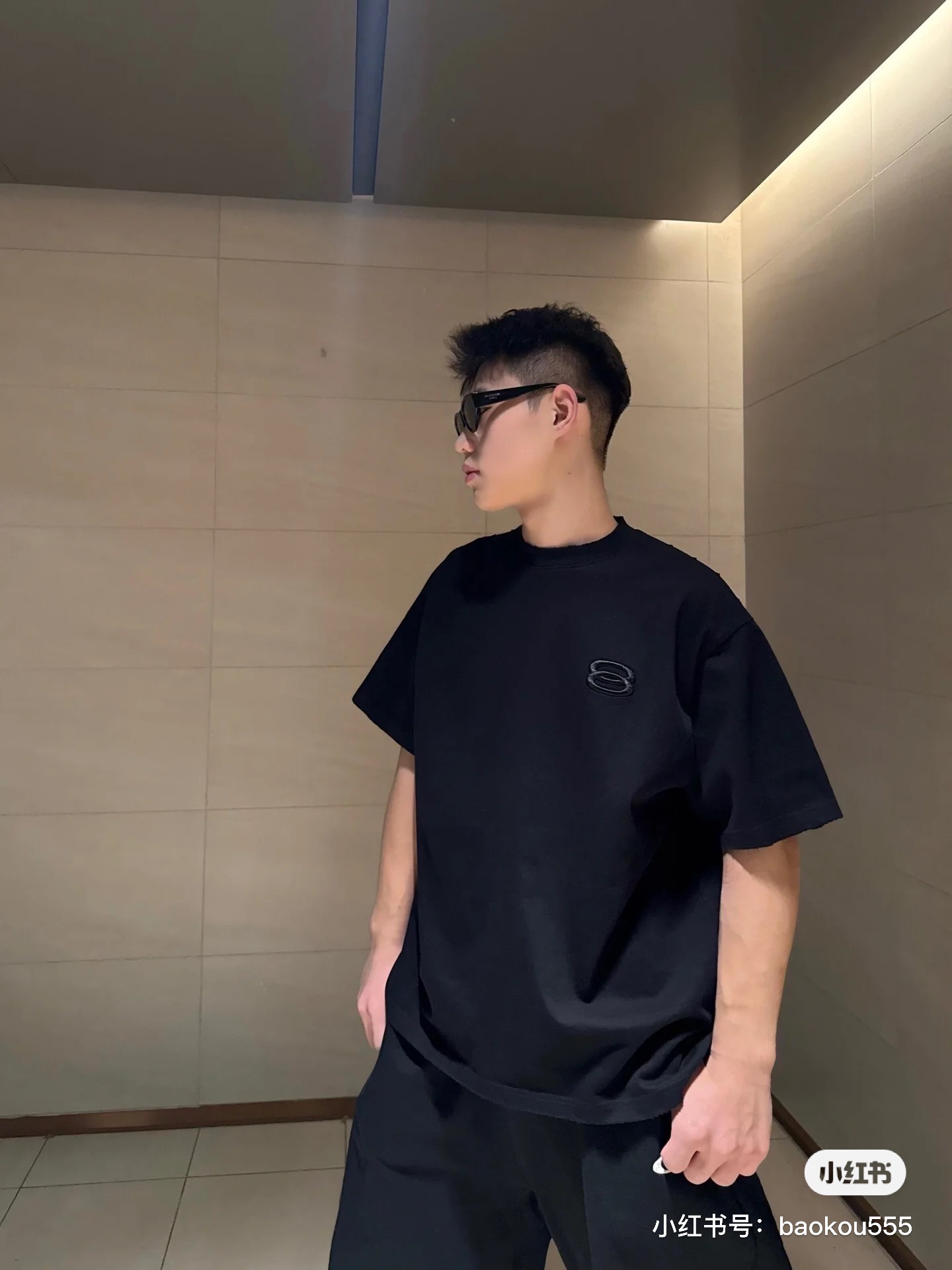 Balenciaga Double Ring Patch Embroidered T-Shirt Black