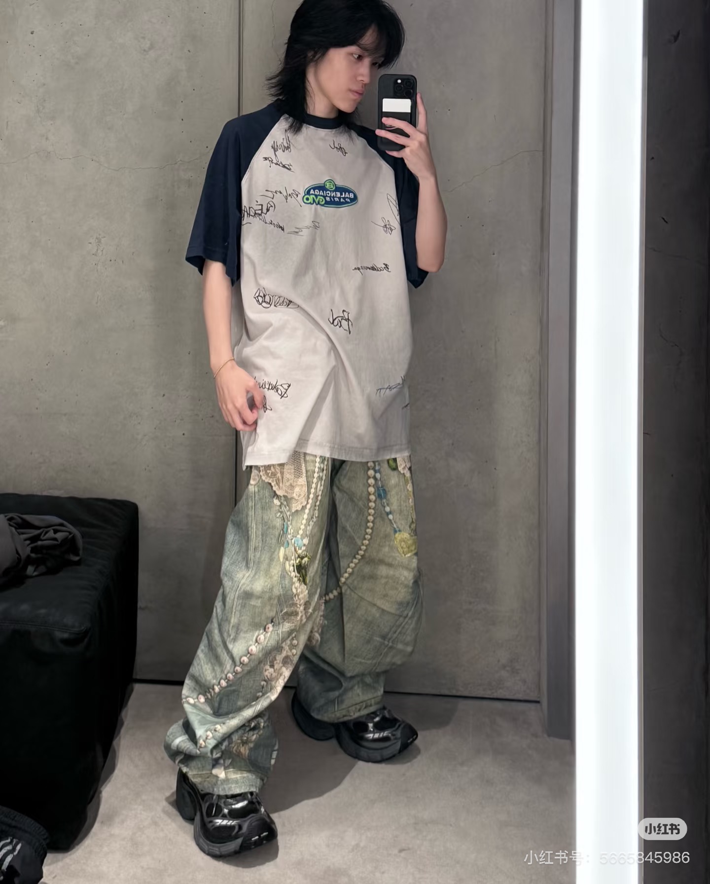 Balenciaga 26SS Signature Logo Patchwork T-Shirt White
