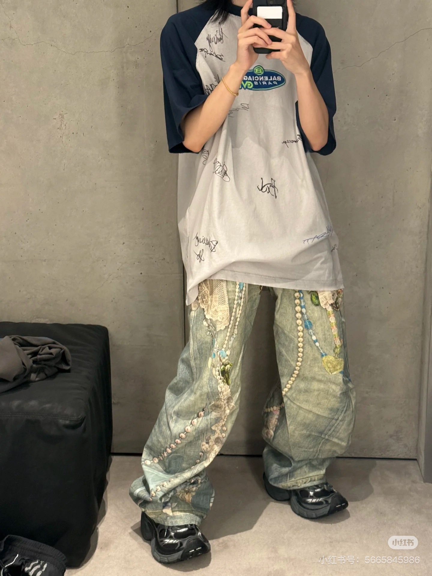 Balenciaga 26SS Signature Logo Patchwork T-Shirt White