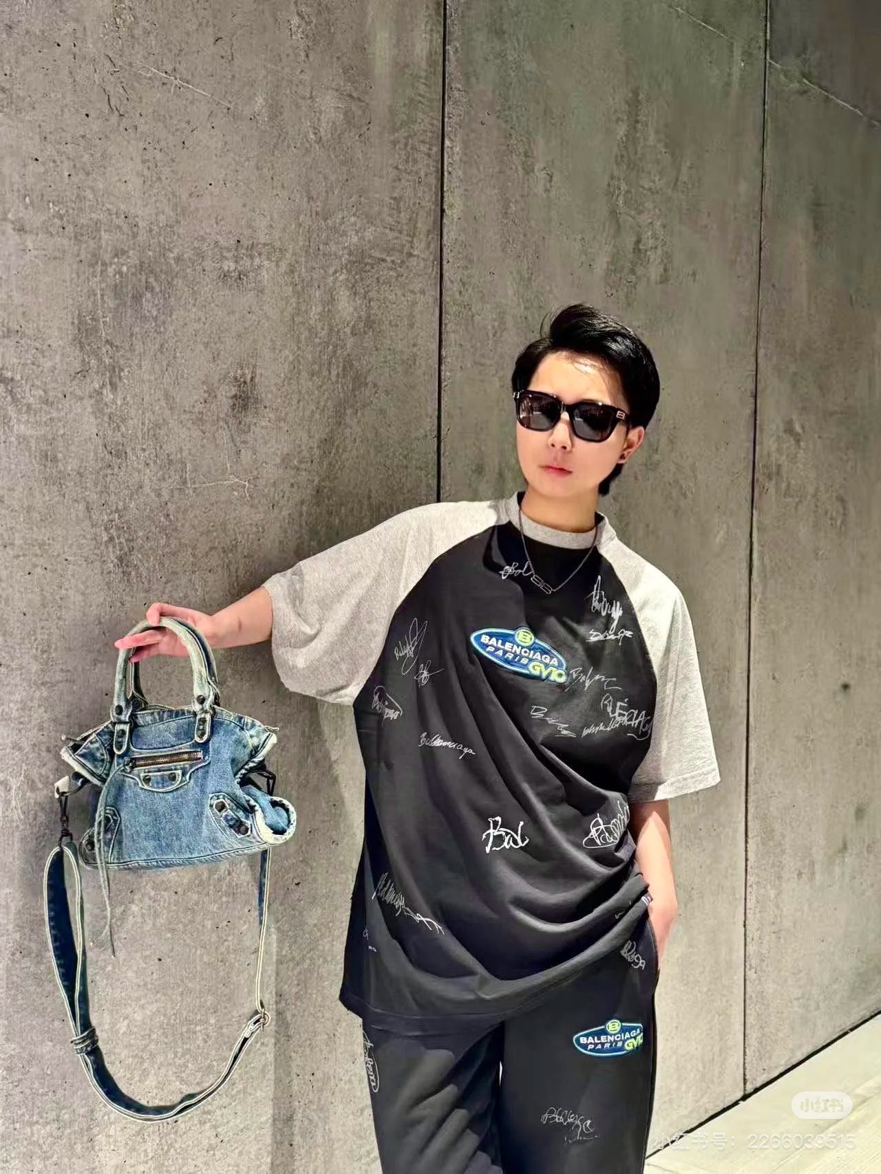 Balenciaga 26SS Signature Logo Patchwork T-Shirt Black