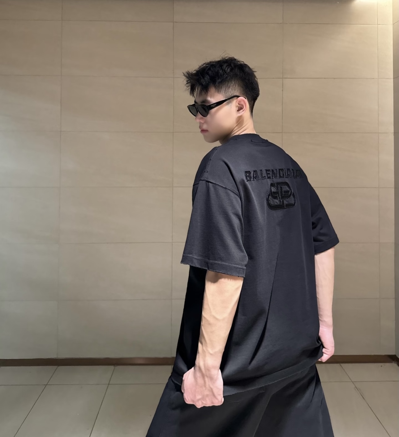 Balenciaga SP Logo Embroidered T-Shirt Black h160