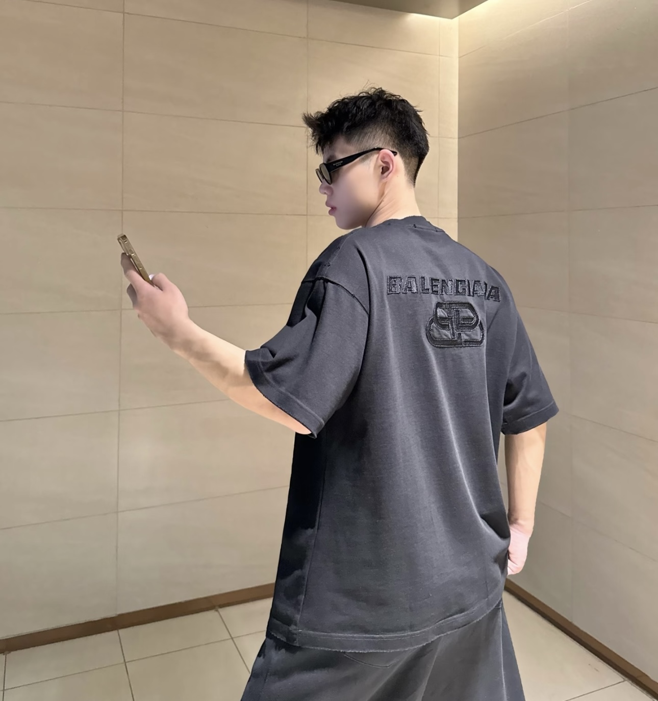 Balenciaga SP Logo Embroidered T-Shirt Black h160