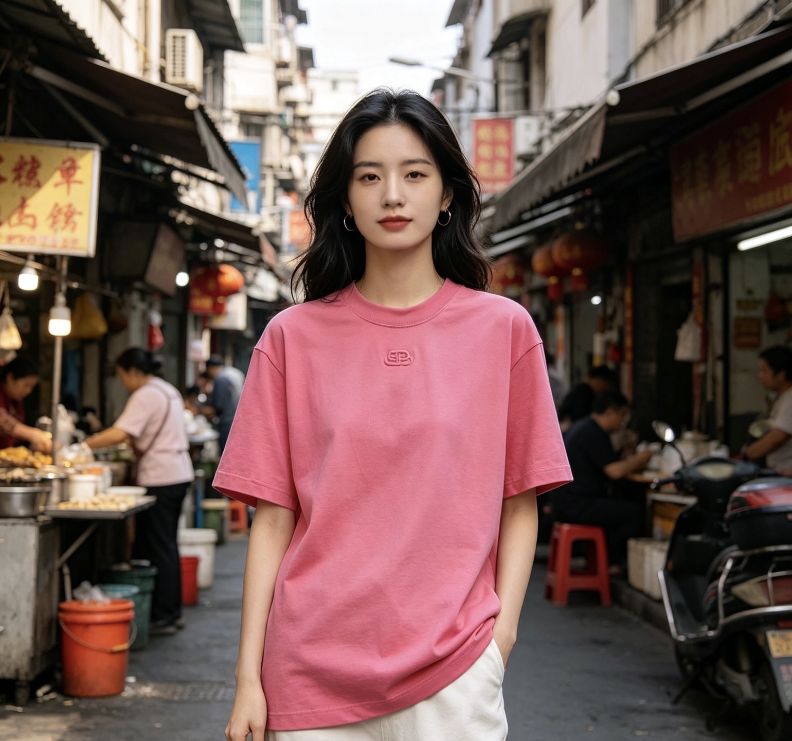 Balenciaga SP Logo Embroidered T-Shirt Pink h160