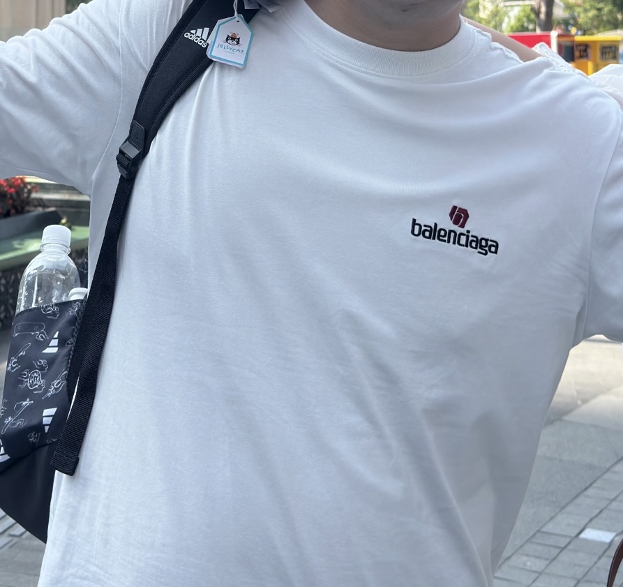 Balenciaga 26SS Signature Back Logo Print Crew Neck T-Shirt White