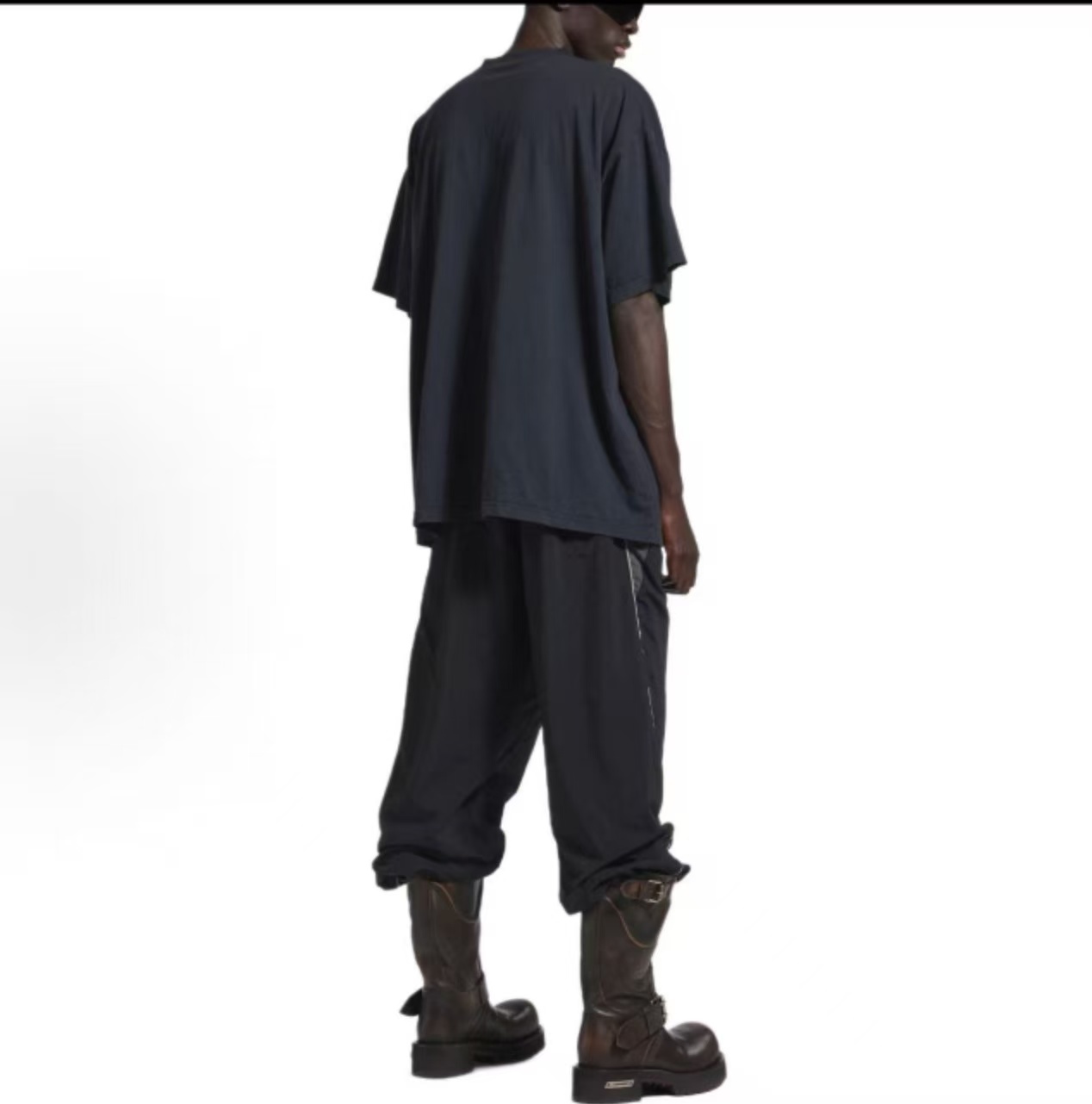 Balenciaga Grey Circle Logo Embroidered T-Shirt