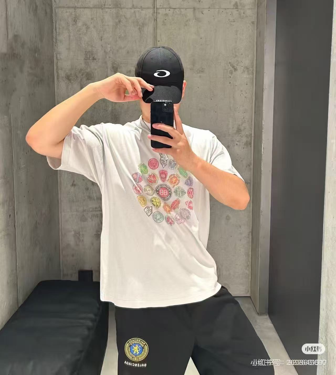 Balenciaga 26SS Crest Logo Graphic Crew Neck T-Shirt White