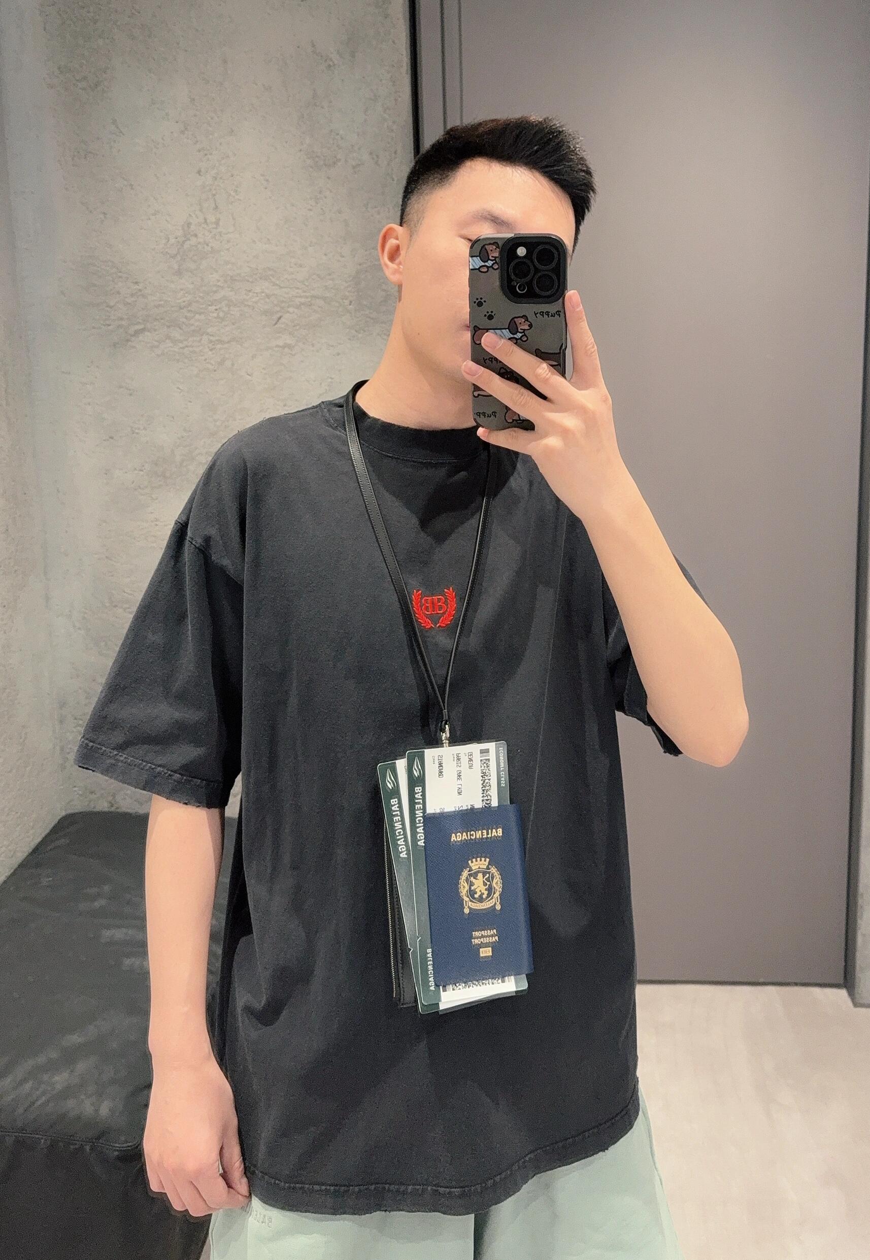 Balenciaga Wheat Wreath Embroidered T-Shirt Black