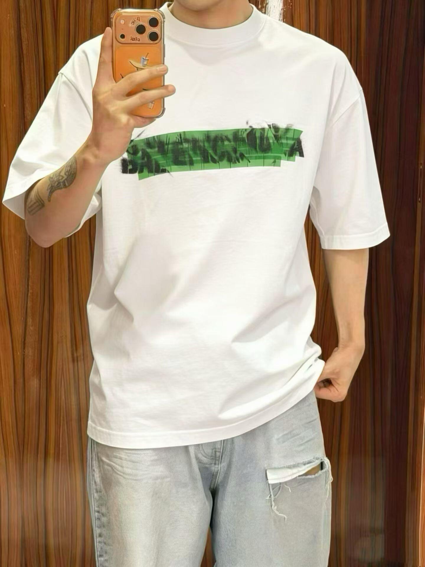 Balenciaga 26SS Glossy Tape Layered Wrinkle T-Shirt White
