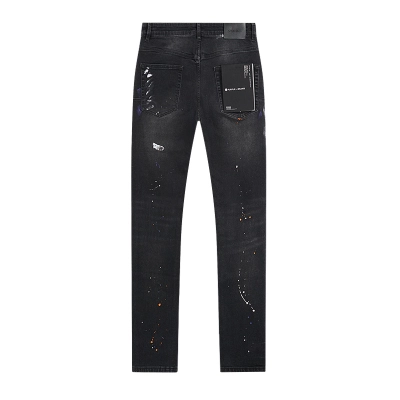 Purple Brand Black Paint Splatter Distressed Skinny Jeans H200 PU168# 02