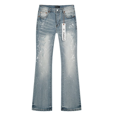 Purple Brand Light Indigo Paint Splatter Flared Jeans H200 PU171# 01