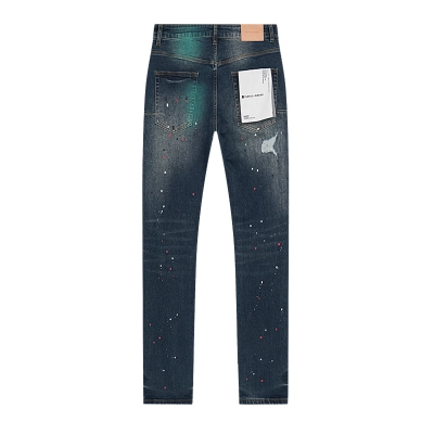 Purple Brand Indigo Green Fade Paint Splatter Skinny Jeans H200 PU173# 02