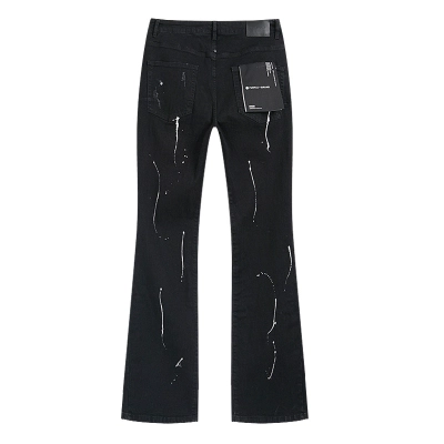 Purple Brand Black Paint Splash Distressed Bootcut Jeans H200 PU175# 02