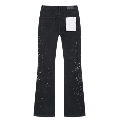 Purple Brand Midnight Black Paint Splatter Flare Denim Jeans H200 PU185# 02