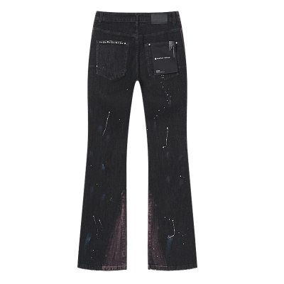 Purple Brand Black Vintage Galaxy Wash Crystal Stud Flared Jeans H200 PU192# 02
