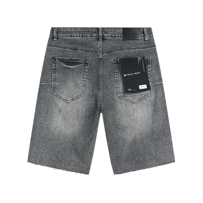 Purple Brand Washed Grey Distressed Raw Hem Denim Shorts H200 PU517# 02