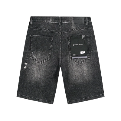 Purple Brand Washed Black Distressed Repair Denim Shorts H200 PU519# 02
