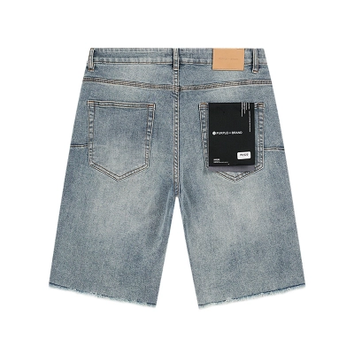 Purple Brand Light Indigo Vintage Wash Raw Hem Denim Shorts H200 PU522# 02
