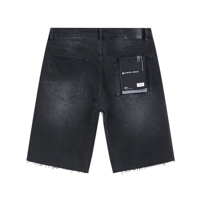 Purple Brand Black Rhinestone Sunburst Denim Shorts Straight Fit H200 PU531# 02