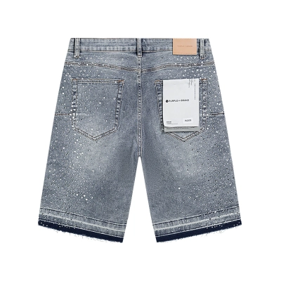 Purple Brand Light Indigo Crystal Studded Denim Shorts Regular Fit H200 PU533# 02