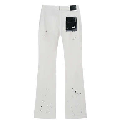 Purple Brand White Paint Splash Distressed Bootcut Jeans H200 PU707# 02