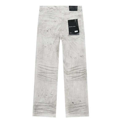 Purple Brand White Vintage Wash Paint Splatter Straight Leg Jeans H200 PU805# 02