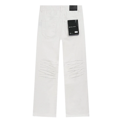 Purple Brand White Slash Detail Wide Leg Jeans H200 PU817# 02