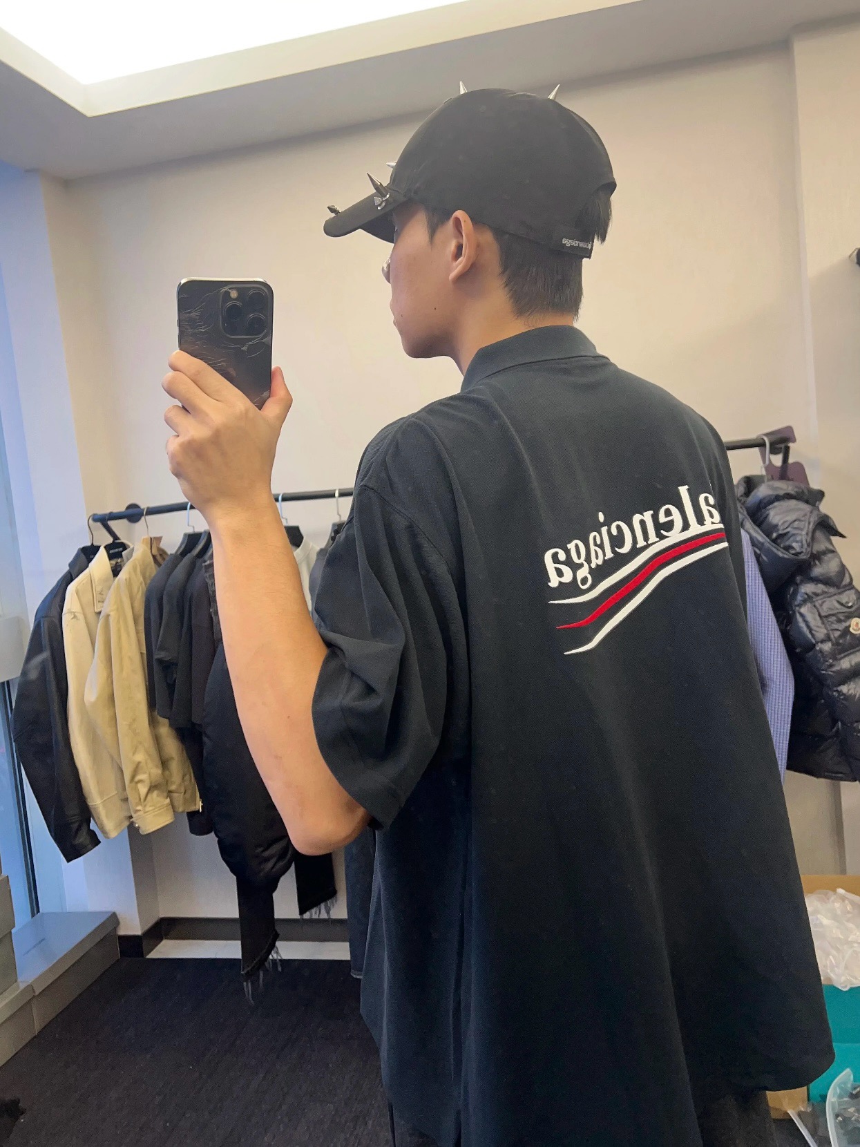 Balenciaga 25SS Cola Logo Embroidered Polo T-Shirt Black