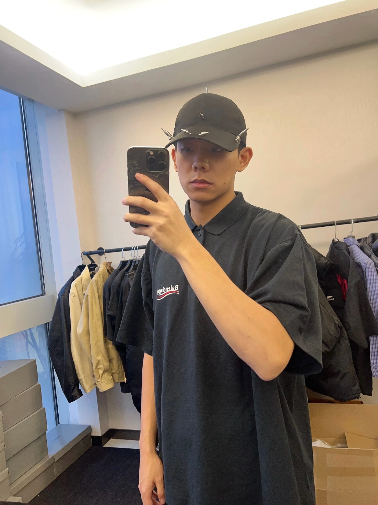 Balenciaga 25SS Cola Logo Embroidered Polo T-Shirt Black