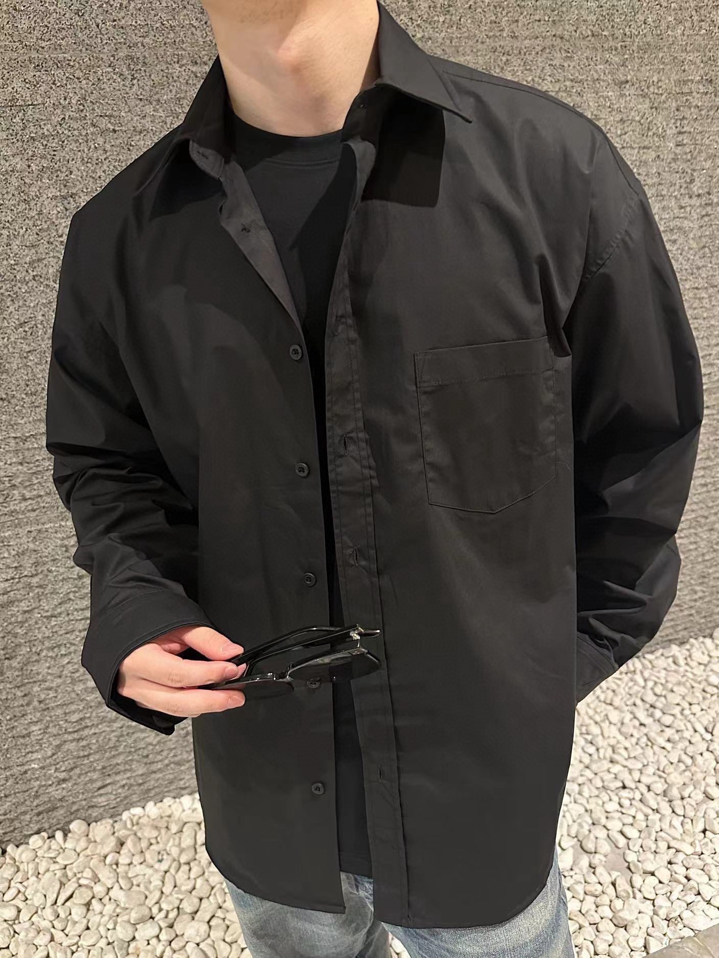 Balenciaga Rhinestone Block Logo Oversized Long-Sleeve Shirt - Black Jacket h230