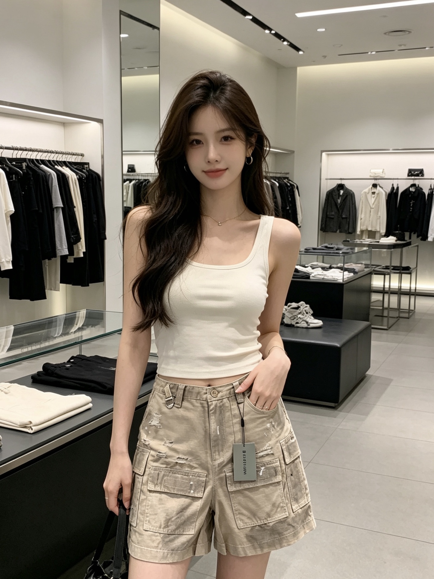Balenciaga Distressed Cargo Shorts - Beige h260