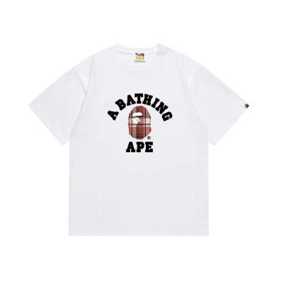 BAPE Plaid Ape College Logo Front Tee P120 1053 02