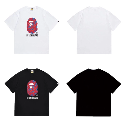 BAPE Red Blue Camo Big Ape Letter Tee P120 1073 02