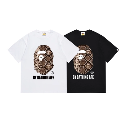 BAPE Snake Skin Ape Head Tee Black White P120  01