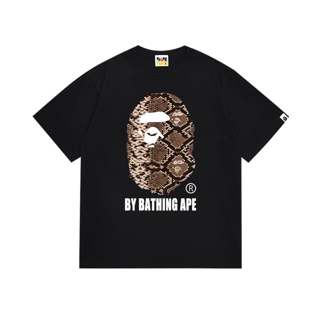BAPE Snake Skin Ape Head Tee Black White P120 