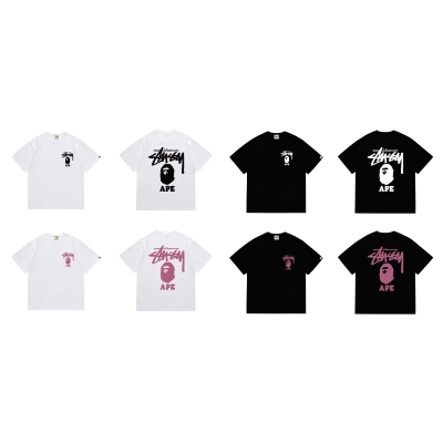 BAPE Stussy Ape Multi Color Loose Tee P120 202 02
