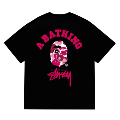 BAPE x Stussy Pink Camo Ape Multi Tee P120 214 01