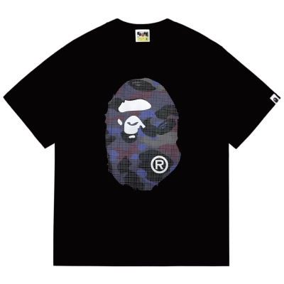  BAPE Grid Color Camo Ape Tee Black White P120 245 01